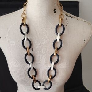 Kate Spade ANCHORS AWAY Navy, White & Gold Chunky Bold Chain-Link Necklace ⚓